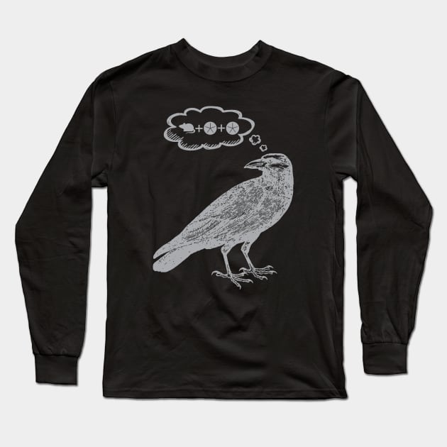 Raven Thinking of Food - Wingspan Bird Board Game (Gray) Long Sleeve T-Shirt by SmokyKitten